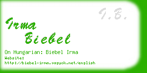 irma biebel business card
